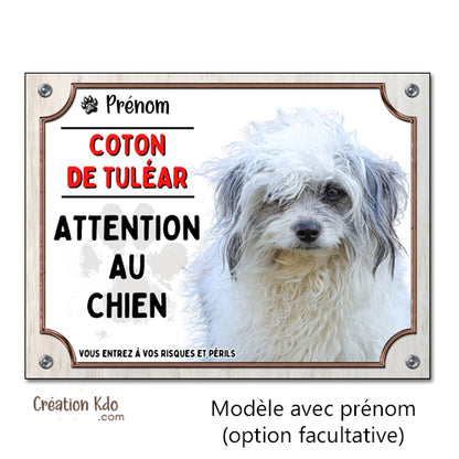 plaque attention au chien coton de tuléar panneau monte la garde