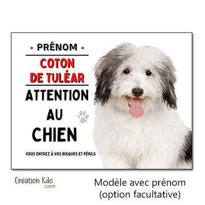 Plaque Attention au Chien Coton de Tuléar Panneau
