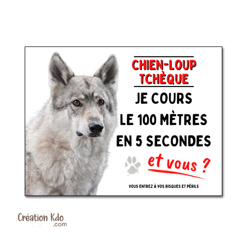 plaque humour chien loup tchèque attention au chien panneau portail je monte la garde