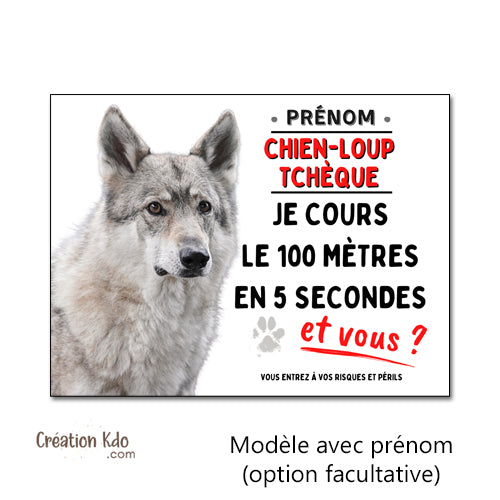 plaque humour chien loup tchèque attention au chien panneau portail je monte la garde à personnaliser