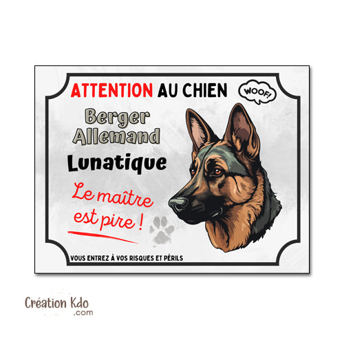 panneau berger allemand chien lunatique humour plaque monte la garde