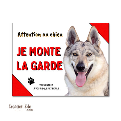 Panneau Chien-Loup Tchèque Prénom Personnalisé | Plaque de Garde