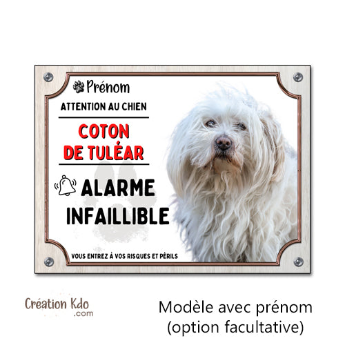 plaque attention au chien coton de tuléar panneau monte la garde photo
