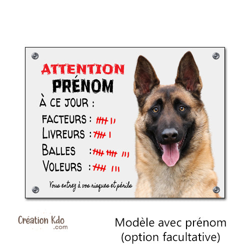 panneau malinois attention au chien berger belge plaque portail je monte la garde