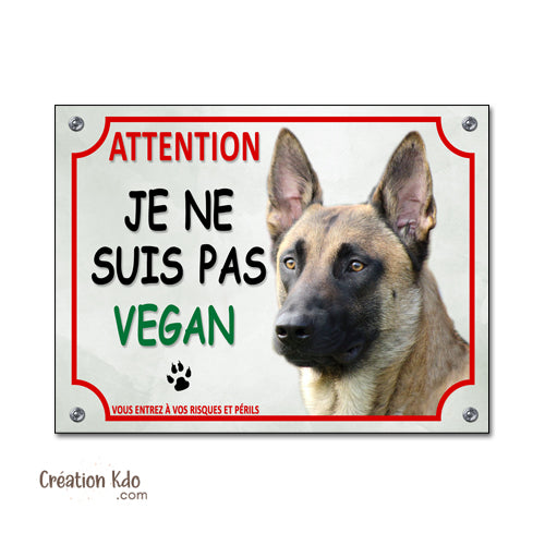 plaque malinois panneau portail chien je monte la garde humour vegan