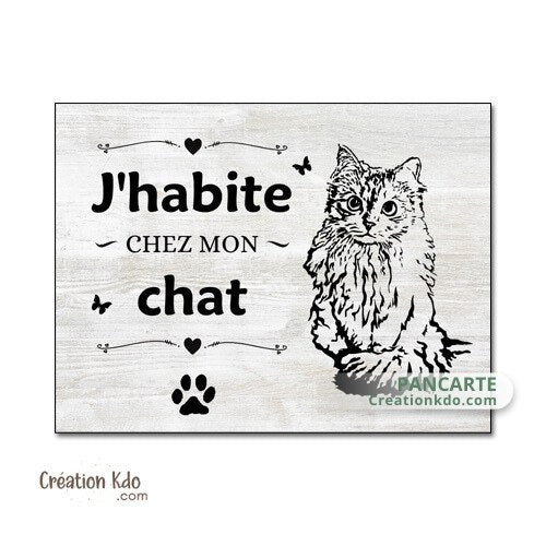 panneau j'habite chez mon chat plaque