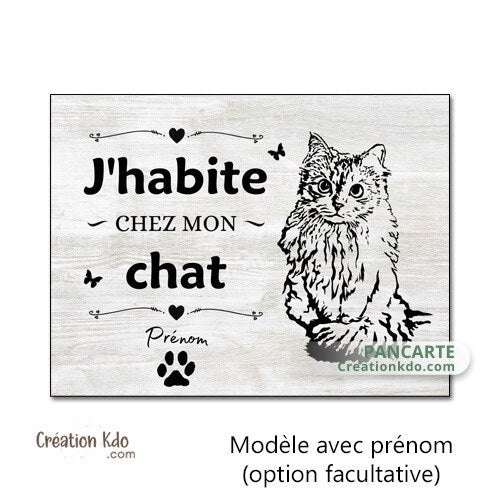 panneau j'habite chez mon chat plaque