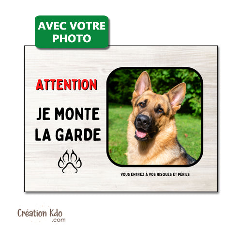 je monte la garde photo personnalisée plaque attention au chien panneau