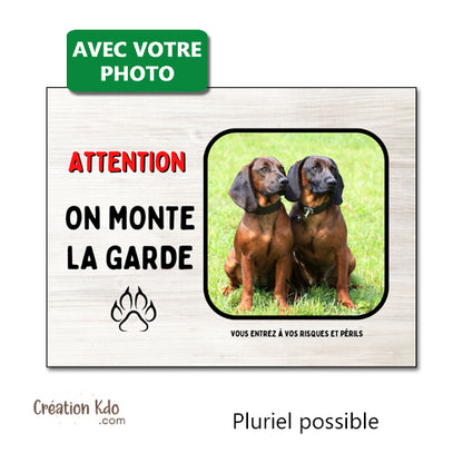 je monte la garde photo personnalisée plaque attention au chien panneau