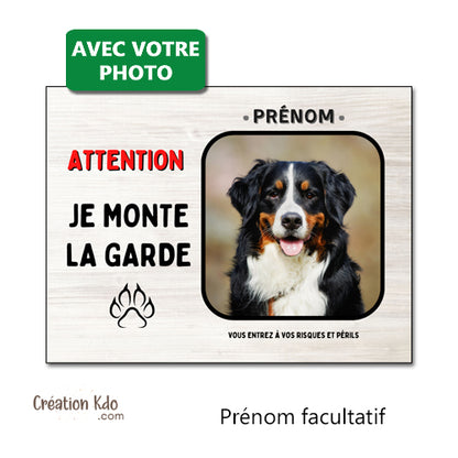 je monte la garde photo personnalisée plaque attention au chien panneau