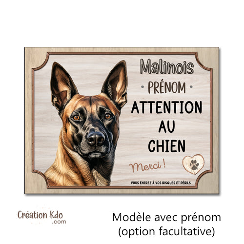 plaque malinois attention au chien panneau portail je monte la garde personnalisé