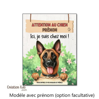 plaque personnalisée portail attention au chien malinois panneau je monte la garde