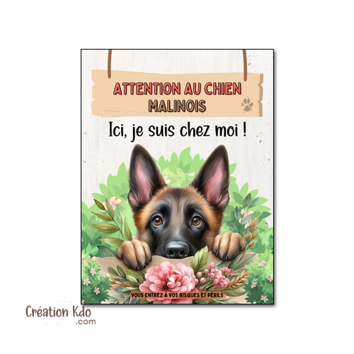 panneau malinois attention au chien berger belge plaque portail je monte la garde pancarte personnalisée