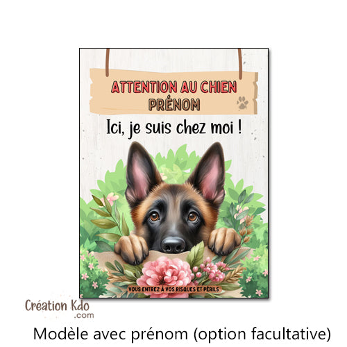 panneau malinois attention au chien berger belge plaque portail je monte la garde