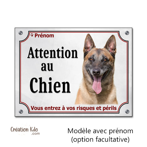 panneau malinois attention au chien berger belge plaque portail je monte la garde personnalisé