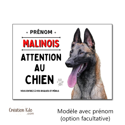 panneau malinois attention au chien berger belge plaque portail je monte la garde