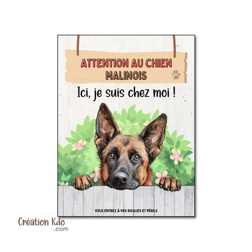 panneau malinois attention au chien berger belge plaque portail je monte la garde