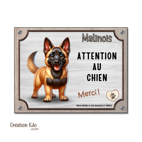 plaque malinois attention au chien panneau portail je monte la garde cartoon