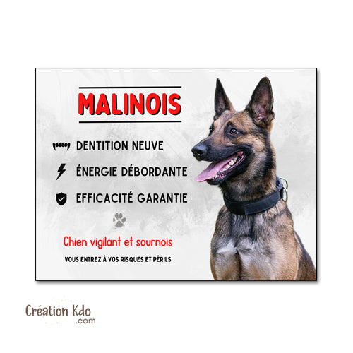 panneau malinois attention au chien berger belge plaque portail je monte la garde