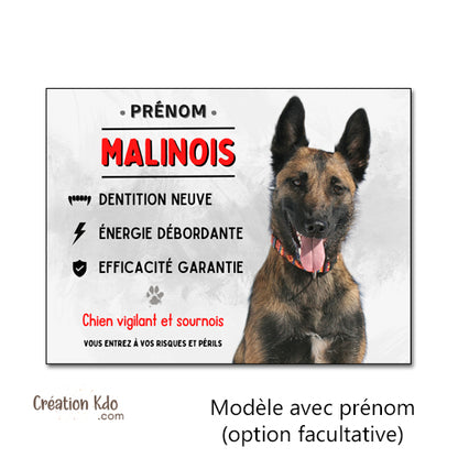panneau malinois attention au chien vigilant berger belge plaque portail je monte la garde