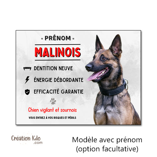 panneau malinois attention au chien berger belge plaque portail je monte la garde