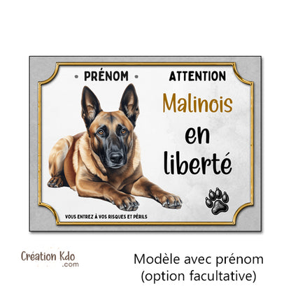 panneau malinois attention au chien berger belge plaque portail je monte la garde en liberté