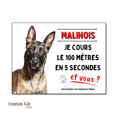 
panneau attention au chien plaque malinois portail je monte la garde

