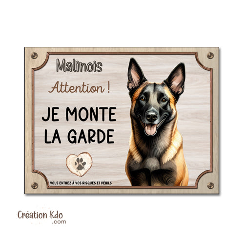 panneau malinois attention au chien berger belge plaque portail je monte la garde pancarte personnalisée