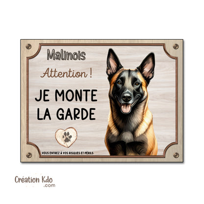 panneau malinois attention au chien berger belge plaque portail je monte la garde pancarte personnalisée