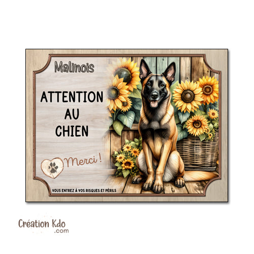 panneau malinois attention au chien berger belge plaque portail je monte la garde pancarte personnalisée
