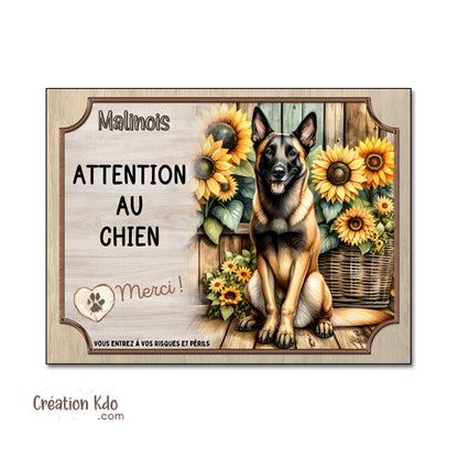 panneau malinois attention au chien berger belge plaque portail je monte la garde pancarte personnalisée