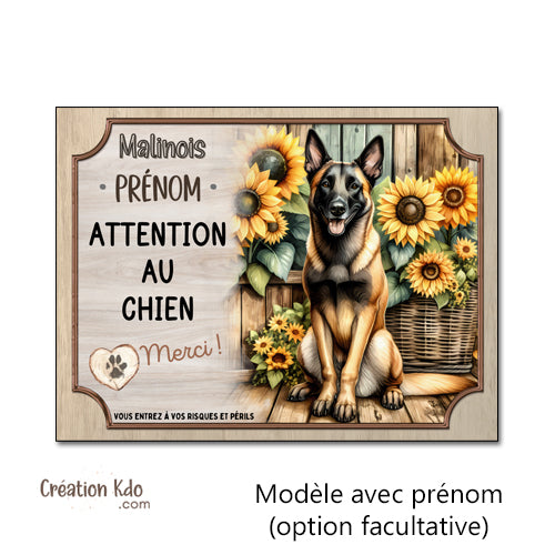 panneau malinois attention au chien berger belge plaque portail je monte la garde pancarte personnalisée