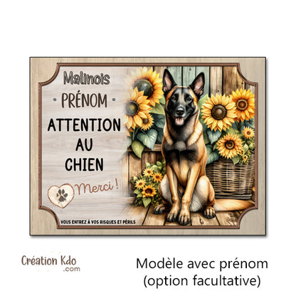 panneau malinois attention au chien berger belge plaque portail je monte la garde pancarte personnalisée