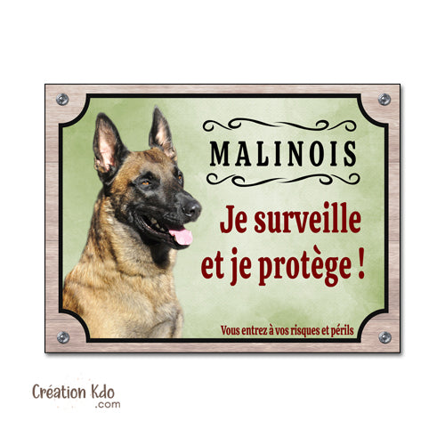 panneau malinois attention au chien berger belge plaque portail je monte la garde je surveille