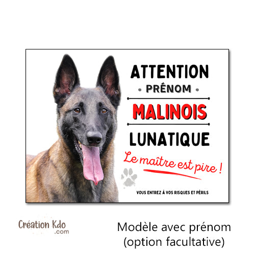 panneau malinois attention au chien berger belge plaque portail je monte la garde lunatique humour