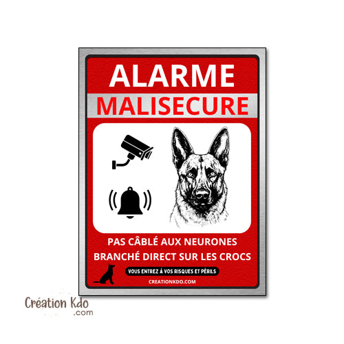 plaque chien alarme malisecure malisure panneau humour je monte la garde pancarte