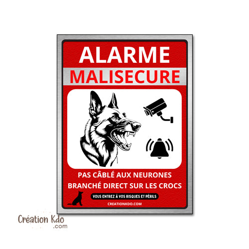 plaque chien alarme malisecure malisure panneau humour je monte la garde pancarte