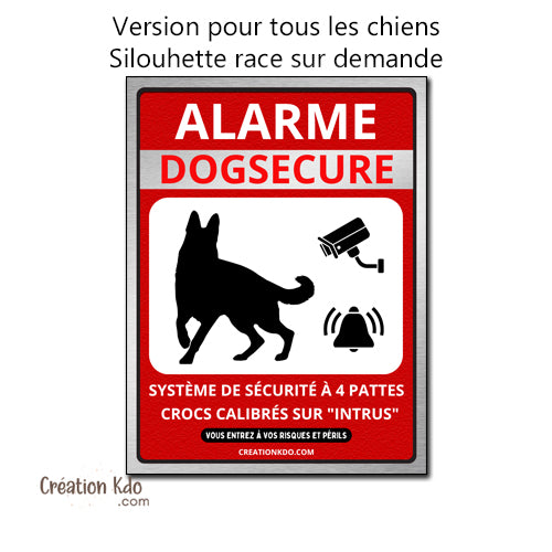plaque chien alarme malisecure malisure dogsecure panneau humour je monte la garde pancarte