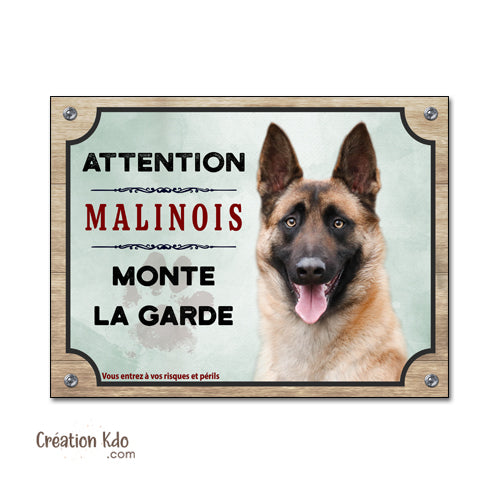 plaque attention malinois monte la garde panneau chien portail berger belge pancarte