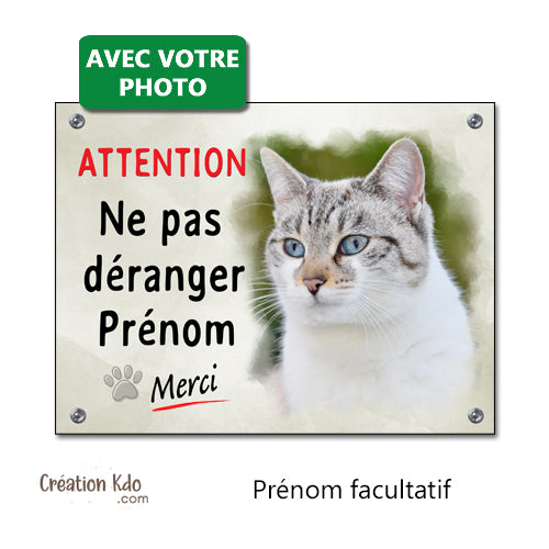 plaque portail personnalisée photo ne pas déranger mon chat panneau attention pancarte aluminium