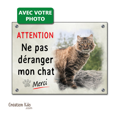 plaque portail personnalisée photo ne pas déranger mon chat panneau attention pancarte aluminium