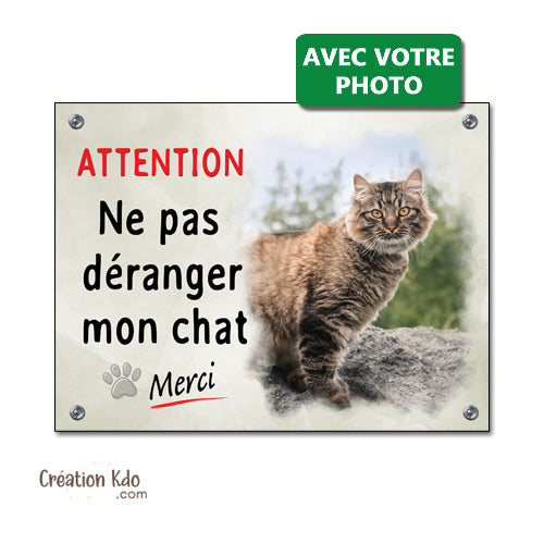plaque portail personnalisée photo ne pas déranger mon chat panneau attention pancarte aluminium
