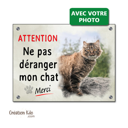 plaque portail personnalisée photo ne pas déranger mon chat panneau attention pancarte aluminium