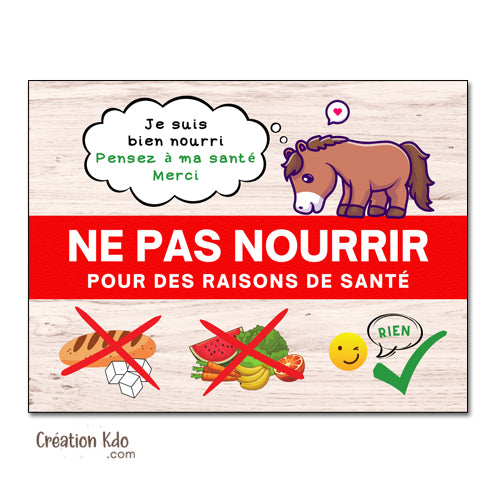 panneau ne pas nourrir cheval raison de santé plaque ne pas donner à manger aux animaux chevaux pancarte