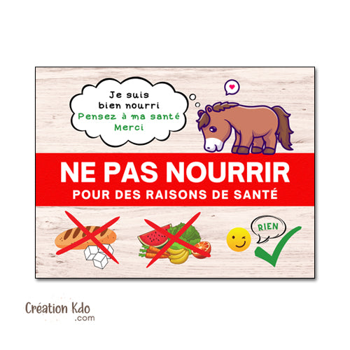 panneau ne pas nourrir cheval raison de santé plaque ne pas donner à manger aux animaux chevaux pancarte