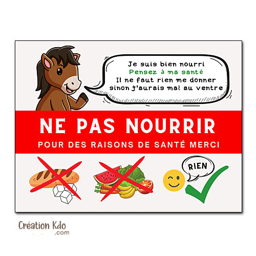 panneau ne pas nourrir cheval plaque ne pas donner à manger aux animaux chevaux pancarte