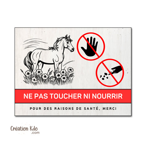 panneau ne pas nourrir ni toucher cheval plaque ne pas donner à manger aux animaux chevaux pancarte