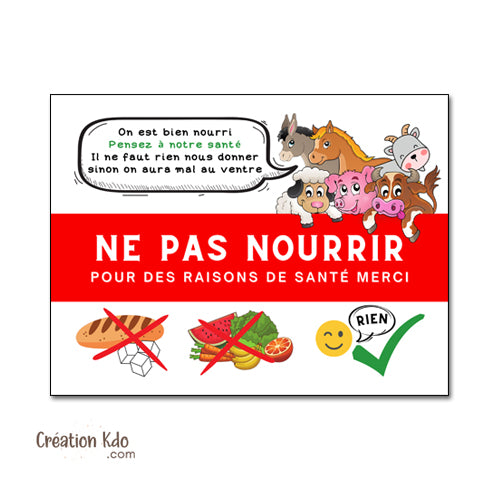 
panneau ne pas nourrir cheval plaque ne pas donner à manger aux animaux chevaux pancarte chèvre âne vache mouton