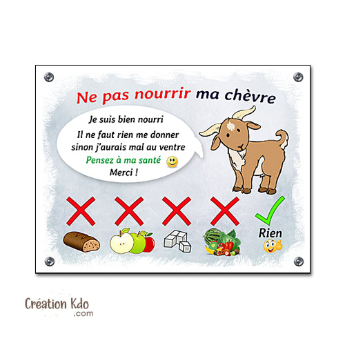 panneau ne pas nourrir chèvre plaque de box ne pas donner à manger aux animaux pancarte écurie prairie