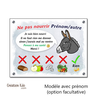 panneau ne pas nourrir cheval plaque de box ne pas donner à manger aux animaux chevaux pancarte écurie prairie âne